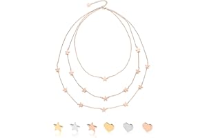 inSCINTILLE Collana con Stelle Pendenti Donna in Acciaio Inossidabile con Chiusura Regolabile, Collana Stelline ad 1/2/3 Fili con Confezione Regalo