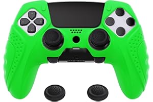 ‎PLAYVITAL PlayVital Anti-Rutsche Hülle für ps5 Edge Controller,Case Schutzhülle Hülle Skin aus weichem Gummi mit 6 Stück Stick Kappen für PS5 Edge Wireless Controller(Guardian Edition,Grün)