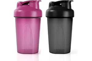 ACWOO Protein Shaker, 500ml Eiweiß Shaker, Proteinshaker mit Messskala & Kugel - BPA Frei, auslaufsicher, Langlebiger, Geruchsneutraler Shake Becher,für cremige Whey Proteinpulver Shakes（Schwarz+Lila）