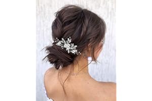 Edary, Pettinino per capelli da sposa con fiore in argento con perle e strass, accessori per capelli in cristallo per donne e ragazze (argento 1)