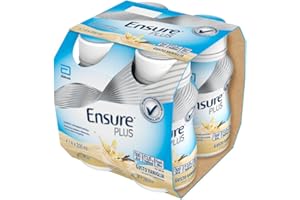 Ensure Plus Supplemento Nutrizionale Ipercalorico con Proteine, privo di Fibre |Formato bevanda| Alimento a fini medici speciali completo e bilanciato | Confezione 4x200ml Gusto Vaniglia