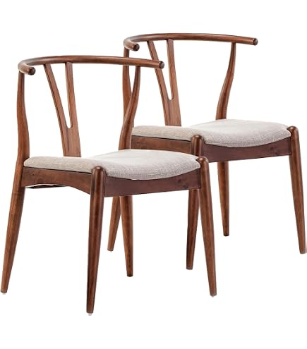 MILIBOO Sedie vintage in legno chiaro rovere e tessuto beige (set di 2