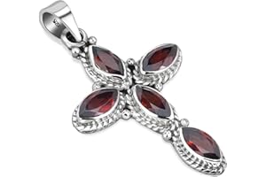 UNIQUE GEMS Unique pendentif pour la femme Grenat rouge Croix 12.5 carat Argent 925 Art Nouveau qualité par bijoutier