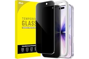 JETech Privacy Screen Protector for iPhone 17 6.3-Inch, Anti-Peeping Tempered Glass Film Screen Protector with Easy Installation Tool, 2-Pieces