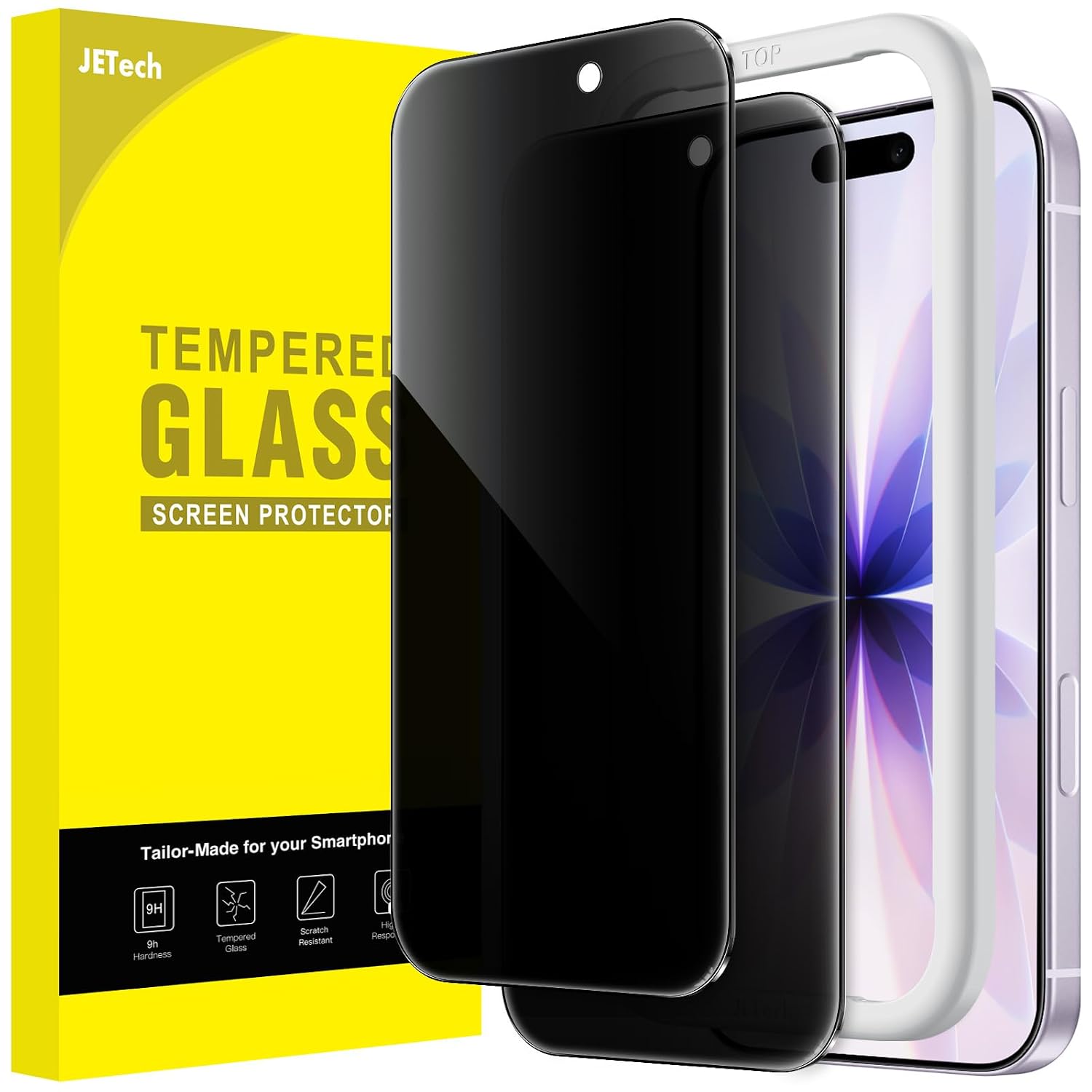 JETech Privacy Pellicola Protettiva per iPhone 17 6,3 Pollici, Anti-Spy Vetro Temperato Film con Strumento di Installazione Facile, Pacco da 2