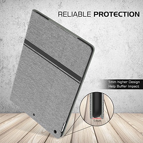 MoKo Hülle für Neu iPad 9.7 Zoll 2017 – Stoßfest Ledertasche Schutzhülle mit Auto Sleep/Wake up Funktion, Standfunktion und PC Bumper für Apple New iPad 2017 9.7″ Tablet, Hellgrau - 6