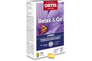 Ortis - Relax & Go 30 Comprimés - Complément Alimentaire pour Résister au Stress et Lutter Contre la Fatigue - Maintient la Bonne Humeur et la Vitalité - 100% Naturel à base de Safran et Ginseng