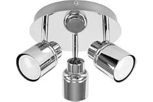 MiniSun | Modern Polished Chrome 3 Way Round Plate Ceiling Spotlight | Ceiling Spots, Home Décor & Improvement Essential