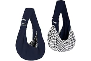 CUBY Puppy Dog Carrier, Reversible Pet Dog Sling Carrier for Small Medium Dogs Hands-free Sling Cat Carrier Bag Comfortable Widen Shoulder Strap Double-sided Pouch Shoulder Below 13.5lbs