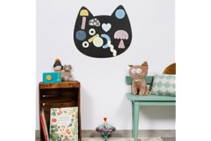 FERFLEX - Lavagna magnetica per bambini a forma di testa di gatto - decorazione da parete con banda magnetica riposizionabile - venduta con un set di forme geometriche - 50x56cm