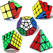 Coolzon Speed Cube Set – 6 Puzzles : 2x2, 3x3, 4x4, Pyraminx, Axis, Skewb – Sans Stickers, Rotation Fluide – Enfants, Adultes