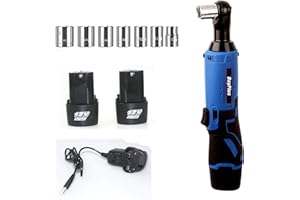 BOWOSE Cordless Ratchet Wrench Kit 3/8" Square Drive Electric Tool with 2-Pack 1500mAh Batteries 7Pcs Sockets LED Work Light, 40Nm 230RPM Speed Electric Wrench for Mechanical Maintenance Repair DIY Tasks