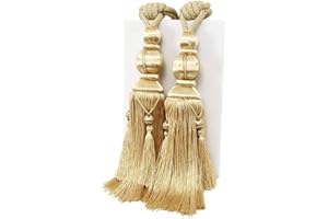 ‎YUNNASI YunNasi 2 Stück Vorhang Raffhalter für Großen Vorhänge,Gold Quaste Vorhang -Raffhalter Seil,Nicht Geeignet für Dünne und Kleine Gardinen