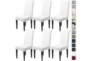 Dioxide Coprisedie con Schienale 4 Pezzi Elastico, Copri Sedia da Cucina Tessuto Confortevole,Universali Coprisedia Elasticizzati, Moderno Fodera Sedia per Soggiorno,Cucina,Casa (Bianco)
