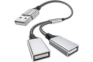 MOGOOD Cable Divisor USB, USB Splitter Doble Extensión Cable para Carga/Transferencia de Datos Doble Puerto US B Extensor Hub Multipuerto Adaptador Divisor de Datos para Laptop
