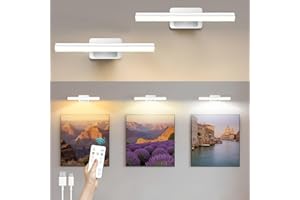 AMFUN 2 Piezas Lampara Pared Sin Cable, Aplique Pared Interior, Lámpara de Pared Inalámbrica con Mando a Distancia, 3 Colores, para Sala de Estar Dormitorio Escaleras Pasillo, Intensidad (Blanco)