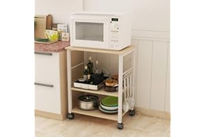soges Estante para Máquina de Café de Microondas de 3 Gradas Almacenamiento para Cocina Gabinete Estante para Cocina con Carrito de Servicio, Ganchos Libres, W4-MP-2020