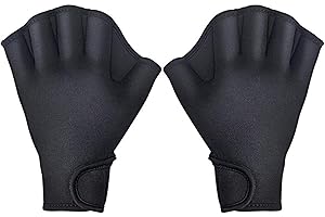 Valicaer Aquatic Gloves 1 Pair, Unisex Swimming & Diving Gloves, Webbed, Adjustable, Black, Neoprene