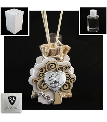 DLM - Profumatore Sposi Abbraccio Love In Legno Con Cuore E Coppia Fedi Fedi 50 Anniversario D Oro Cinquantesimo Anniversario Diffusore Profumo