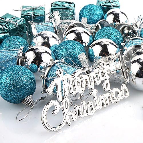 Christmas Tree Decorations, Parsion 32Pcs Glass Christmas Baubles Tree Decorations Novelty Ball Ornaments Wedding Party Holiday Decorations (Blue)