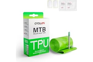 CYCLAMI Cámara Bicicleta MTB de TPU Ultraligera 65g Cámara Interior para 29'', 27,5'' y 26'' ×1.9-2.5 Bicicleta de Montaña con Válvulas Metal Presta 45mm