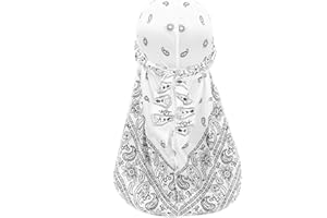 TREER-SHOP Treer Hombres Mujers Seda Turbante de Cola Larga Durag, Sombrero Bandana Estampado Paisley Suave para Danza Callejera, Ciclismo al Aire Libre y Decoración Diaria