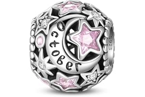 KUNSIR Charms Abalorios Colgante para mujer Cumpleaños de 12 Signos del Zodiaco, plata de ley 925, compatible con pulseras y collares Pandora, compatible con pulseras europeas para mujeres y niñas KJC756