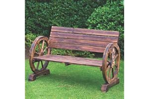 scotrade Rustic Finish Traditional construction Wagon Wheel Bench 2 Seater Garden use