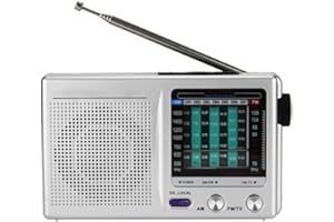 BLISSFULABODE Compact AM/FM/SW Radio Featuring Clear Sound, Designed for Portability and Ease of Use, Battery or Mains Powered (Silver)