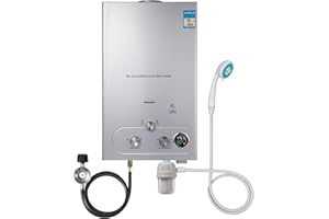 ZHIMAI Scaldabagno a Gas GPL con Modalità Inverno ed Estate Caldaia a Gas GPL da 12kW a Parete senza Serbatoio Scaldacqua Istantaneo Display a LED(6L) [Classe di efficienza energetica A]
