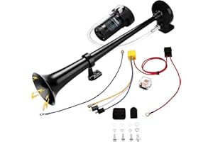 ‎WADEO WADEO 12V 118db 18-Zoll Hupe Luft Horn, Lufthorn Drucklufthorn auto Horn mit Kompressor für alle 12V Autos und boote, PKW LKW Lörries Züge Booten Cars Vans Motorrädern (Schwarz)