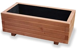 ‎ALFALUX Alfalux Pflanzkasten Pflanzkübel NUSS-BRAUN AB80KAN4030NU aus Holz Blumenkasten Blumentopf Balkonkasten Garten Terrasse (80 x 40 x 30H cm - mit 1 x Wasserablauf)