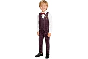 LOLANTA Boys Checked Waistcoat Set,Kids Wedding Formal Outfits,Pageboy Partywear 3-14 Years