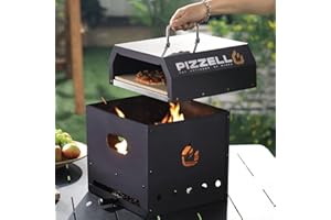 PIZZELLO Outdoor Wood Fired Pizza Oven for Grill, 2-Layer Outdoor Pizza Ovens With 12” Pizza Stone, Pizza Peel, Waterproof Cover, Cooking Grill Grate