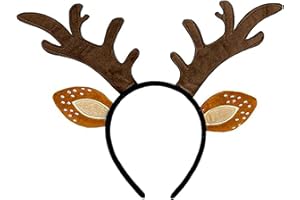 Ycfish Deer Antler Headband - Brown Reindeer Ear Headband for Christmas Parties