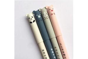 Zonster 4 pièces Cartoon Animaux effaçable Pen Neutre Mignon Panda Chat Porc Chien Magique Stylos Kawaii Stylos Gel pour l'école d'écriture Fantaisie Papeteri