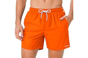 Hill & Sea Badehose Herren Schnelltrocknend Boardshorts für Männer Atmungsaktiv Wasserabweisend Badeshorts mit Mesh-Futter Taschen und Verstellbarem Tunnelzug