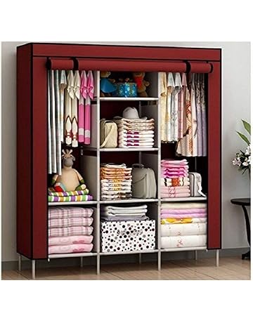 FASNO 6+2 Layer Fancy and Portable Foldable Collapsible Closet/Cabinet (Need to Be Assembled) (88130) (Wine Red)