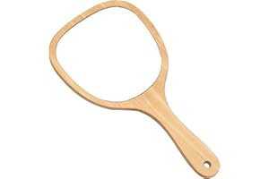 THESTRIVEN Espejo de Madera en Forma de Abanico con Mango para Maquillaje y Corte de Pelo