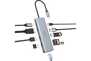 OBERSTER Docking Station Hub USB C per MacBook M1/M2, 10 in 1 USB C Dock con HDMI 4K, USB-C 3.0, 2 USB 3.0, 2 USB 2.0, 100 W PD, SD/TF, Ethernet Adattatore USB C per MacBook/Windows