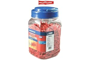Rawlplug Uno Universal Wall Plugs | Jar of 6 mm RED | Rawl Plugs for Plasterboard Masonry Brick Concrete | Solid Wall Plug Anti Rotation Features | Plasterboard Fixings Jar of 500,L