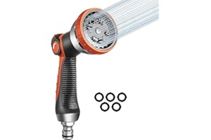 ALLILUYAA Gartenbrause metall,Garten Handbrause,Garten Spritzpistole 10 Sprühbilder Multifunktional Bewässerungsbrause Hochdruck Handsprüher Verstellbarer Wasserdurchfluss für Bewässerung Rasen (Orange)