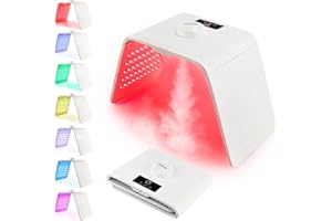 FOREVERLILY Máscara facial LED para terapia de luz, plegable, con función de pulverización, 7 colores, LED, antiarrugas, estiramiento de la piel, dispositivo de salón de spa