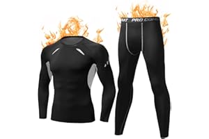 Terecey Intimo Termico Uomo Invernale Traspirante,Biancheria Termica Set Uomo Asciugatura Rapida,Completo Intimo Termico Uomo Felpata,Intimo Termica Compressione Uomo,per Sci Corsa S-XXL