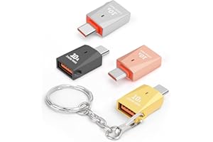 AIYEEN Ulepszony adapter USB C na USB ze stopu cynku, 4-pak, konwerter męski typu C na USB 3.0 żeński, adapter OTG z brelokiem, kompatybilny z iPadem Samsung Galaxy Google Pixel (mieszany kolor)