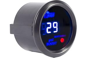 Mintice™ 2" 52mm Black Car Motor Digital Blue LED Light PSI Turbo Boost LED Gauge Meter