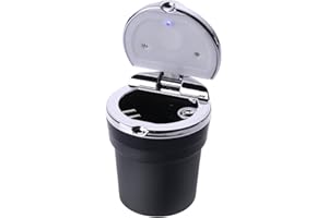 ULTNICE Portable Auto Car Smokeless Stand Cylinder Cup Holder Cigarette Ashtray with Blue LED Light (Black)