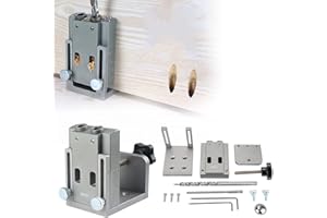 Kit de Gabarit de Trou de Poche 6/8/10/15mm,CEIEVER Kit de Guide de Forage à Bois 4 en 1 Gabarit De Percage Oblique Aluminium 6061 Localisateur de perforateur à Bois Pour le travail du bois et DIY (2)