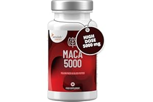 Maca Root – High Dose 500 mg Corresponds to 5000 mg of Fresh Maca – 60 Capsules for 60 Days – Highly Bioavailable Maca Extract – with Piperine for Better Absorbtion – Sensilab