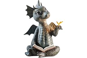 LUMOOM Belle Sculpture De Dragon De Jardin, Figurines Décoratives De Dragon en Polyresine, Statue De Dragon pour Jardin, Décoration Extérieure pour Cour, Montage Murale Ou Terrasse (C)